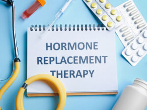 hormone replacement therapy words on notebook to illustrate BioTE pellets for treating osteoporosis