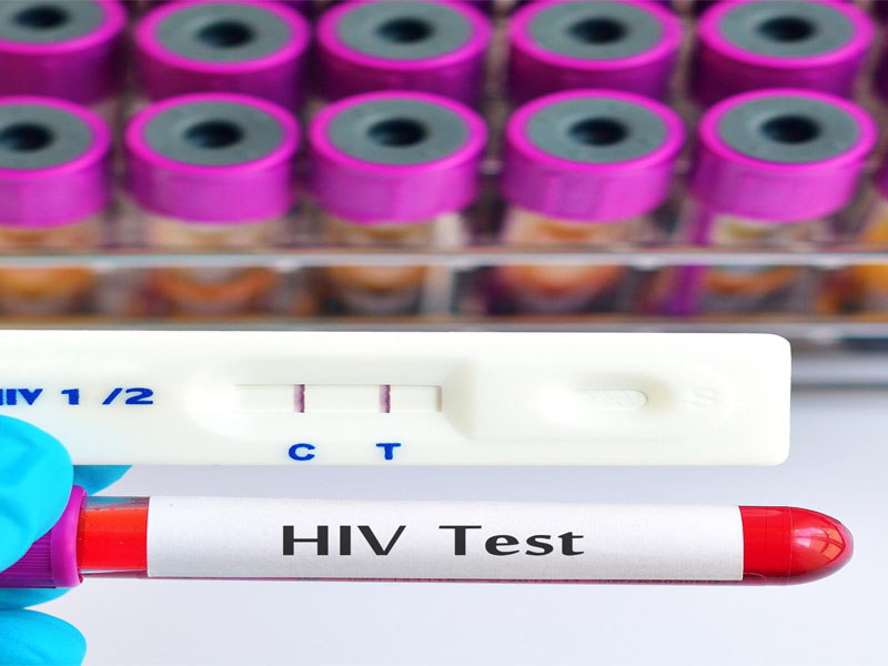 glass phial of blood to illustrate HIV testing during pregnancy
