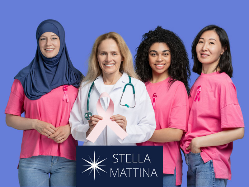 Doctor and multi-national women to illustrate having screening tests for breast cancer